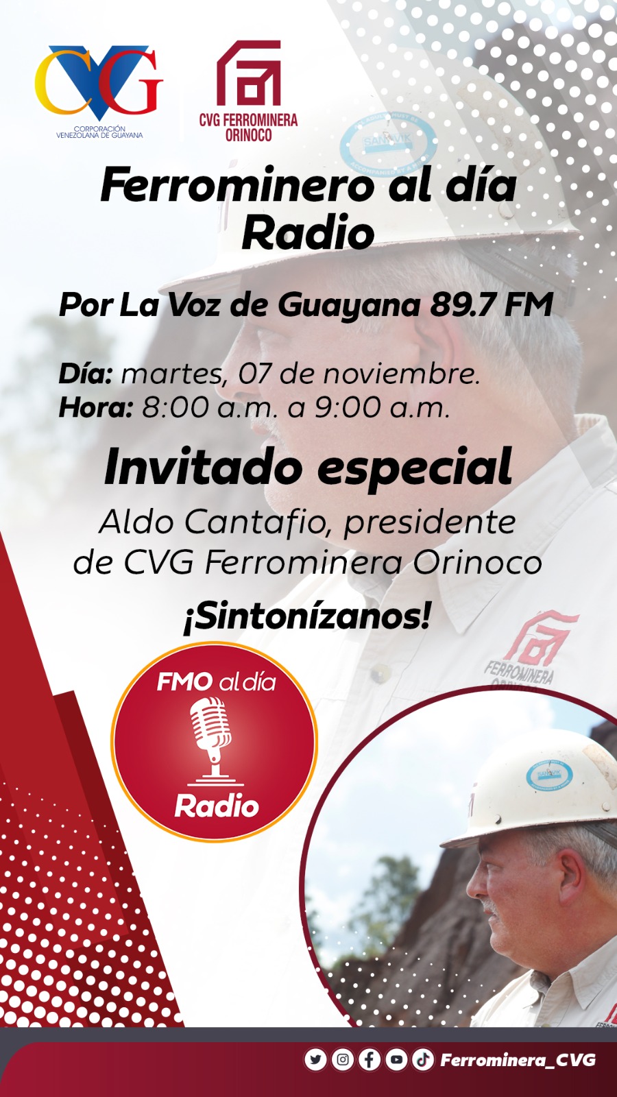 Presidente Aldo Cantafio estará en Ferrominero al día radio